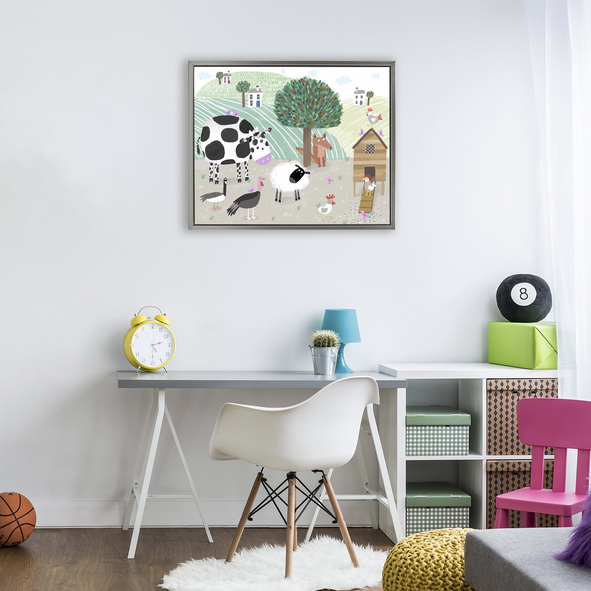 Stupell Industries Down At The Farm Gray Framed Floater Canvas Wall Art, design by Carla Daly