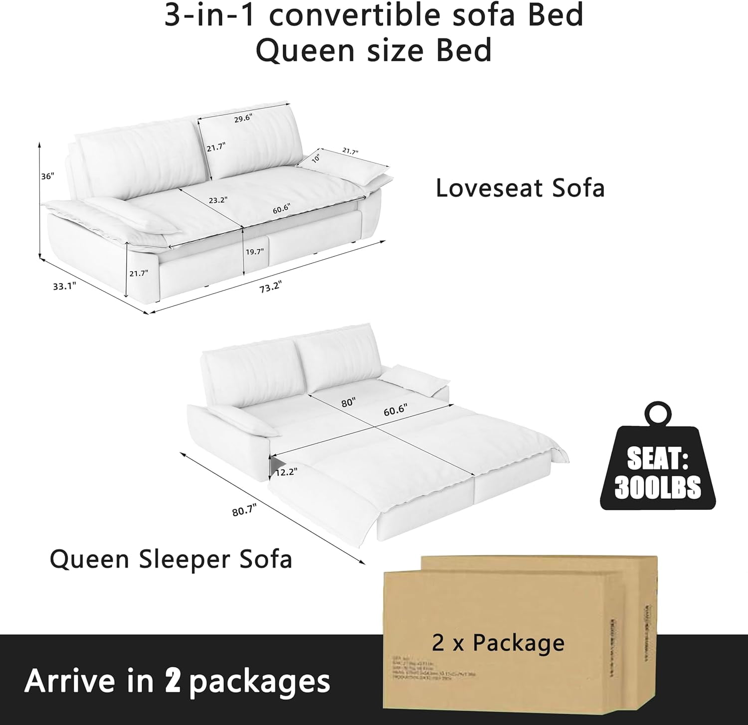 73.2" Futon Sofa Bed Queen Size, Pull Out Bed, 3-in-1 Convertible Sleeper Sofa with 2 Soft Pillows, Modern Velvet Futon Couch for Living Room, Small Space, Apartment, Bedroom, Black