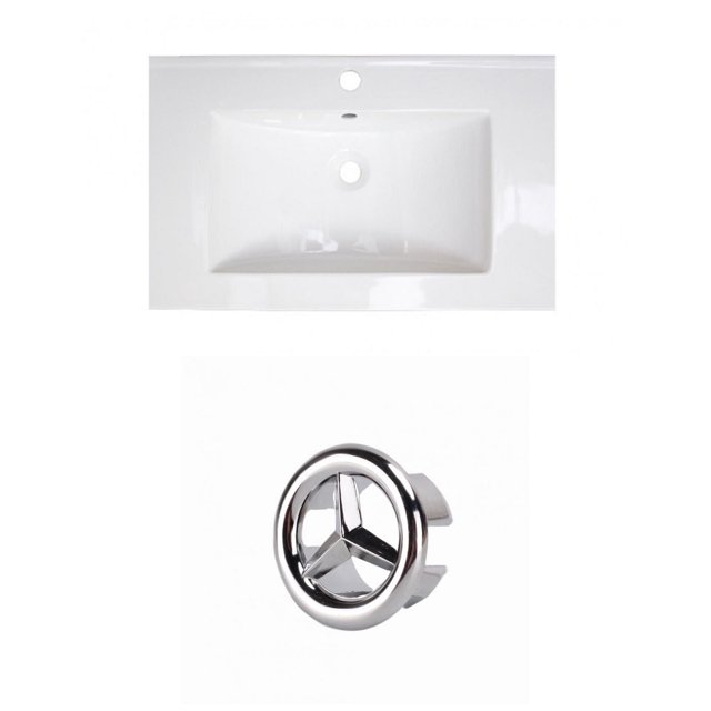 American Imaginations 35.5-in. W 1 Hole Ceramic Top Set In White Color AI-20770