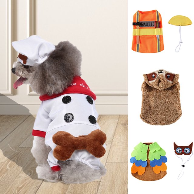 Flmtop Breathable Dog Jumpsuit Animal Style Cotton Dog Creative Cosplay Costume for Halloween Multicolor