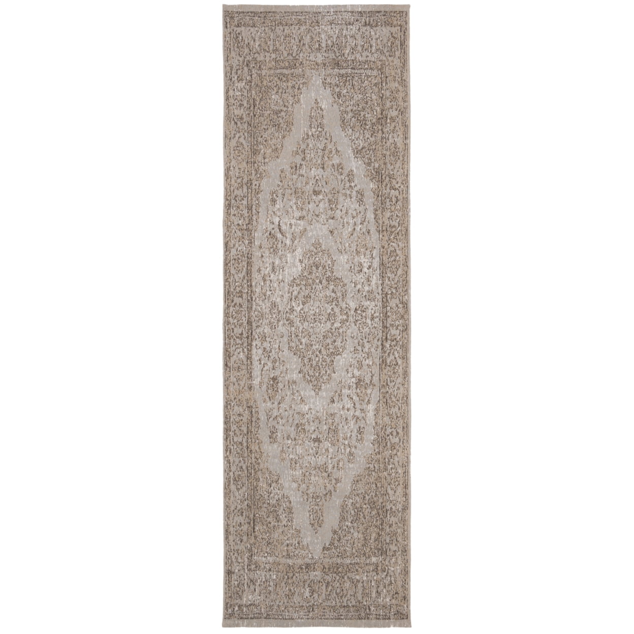 SAFAVIEH Classic Vintage Ivonette Overdyed Border Cotton Runner Rug, Grey, 2'4" x 4'8"