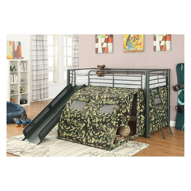 Oates lofted bed with slide and tent best sale