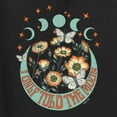 thumbnail image 6 of Wild Bobby I Only Told The Moon, Moon Phases Daisies and Butterflies Vintage Women Standard V-Neck Tee, Black, Small, 6 of 6