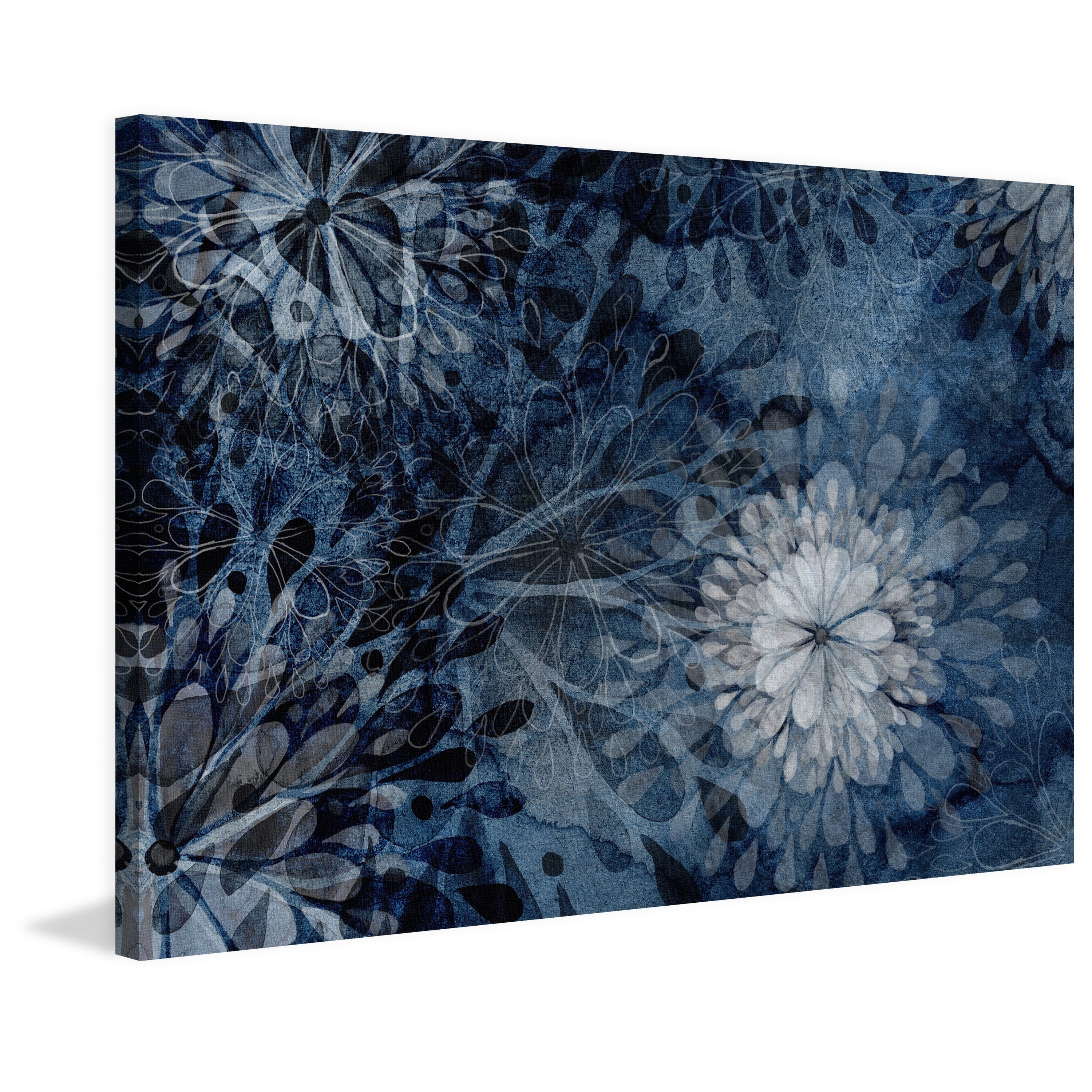 Marmont Hill - "Blue Floral Burst" Painting Print on Wrapped Canvas