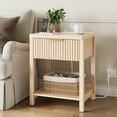 thumbnail image 4 of Aufeile Nightstand for Bedroom Set of 2 with Charging Station, Modern Side Table with Drawer & Open Shelf, Fluted End Table with 2 AC Outlets, USB & Type-C, Natural, 4 of 8