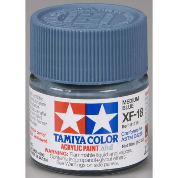 Tamiya Color Mini XF-18 Medium Blue Acrylic Paint 10ml