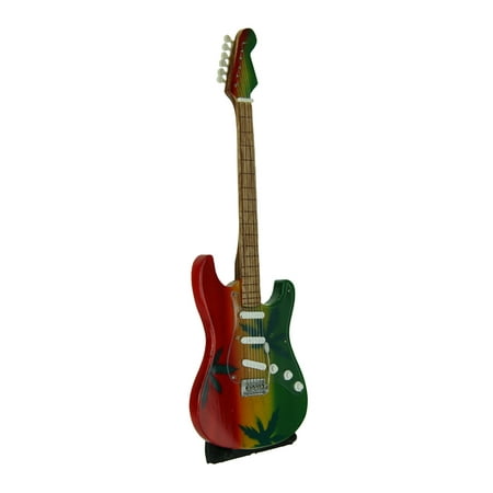 Rasta Hemp - Rasta Red Yellow Green Hemp Leaf Guitar Statue