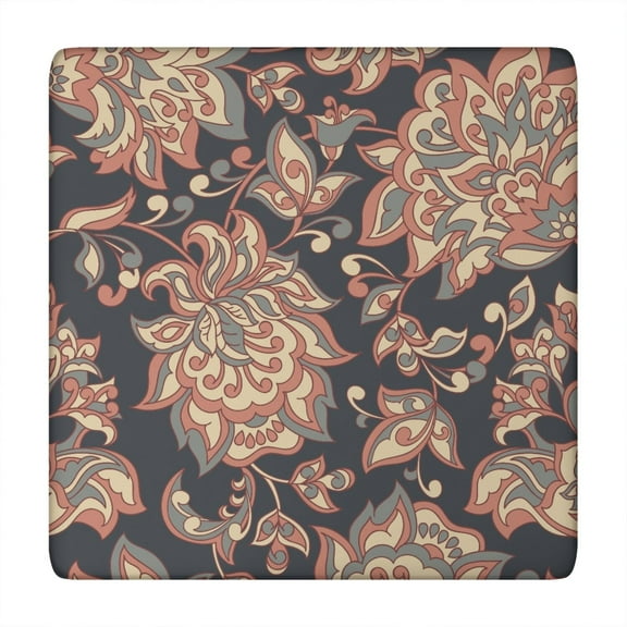 Decorative Paisley Print Square Tablecloth - Snug Fit Windproof Reusable Table Cover for Picnic 34x34 Inches