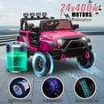 thumbnail image 7 of Xuanlur 24V Ride On Car for Kids, 24V Kids Electric Vehicles w/ 400W Motor, Remote Control, USB, 4 Wheel Suspension, Bluetooth, Power Display, Battery Powered Ride on Toys for Boys Girls (Pink), 7 of 7