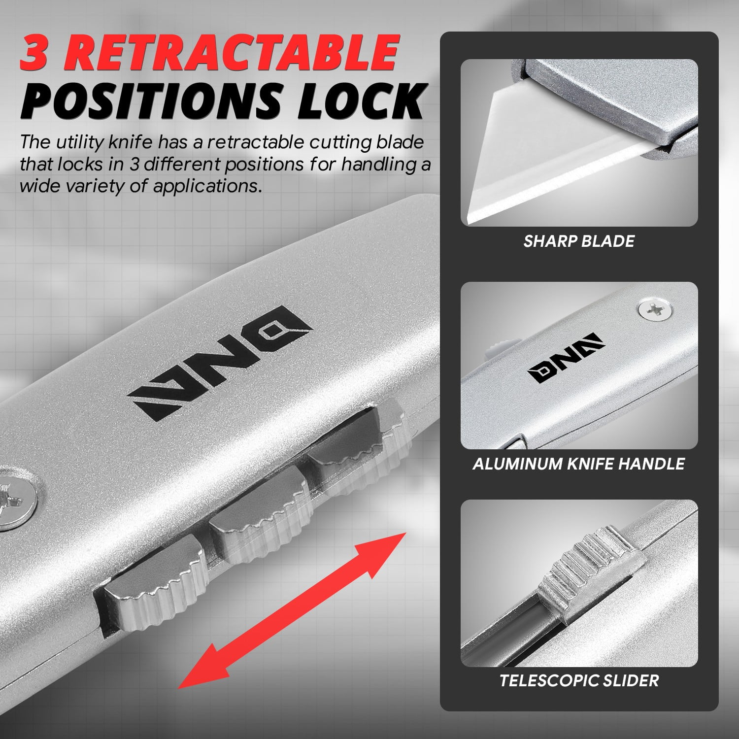 8PC Utility Knife Set - Folding w/ 10 Spare Blades / Snap-Off Blade Retractable