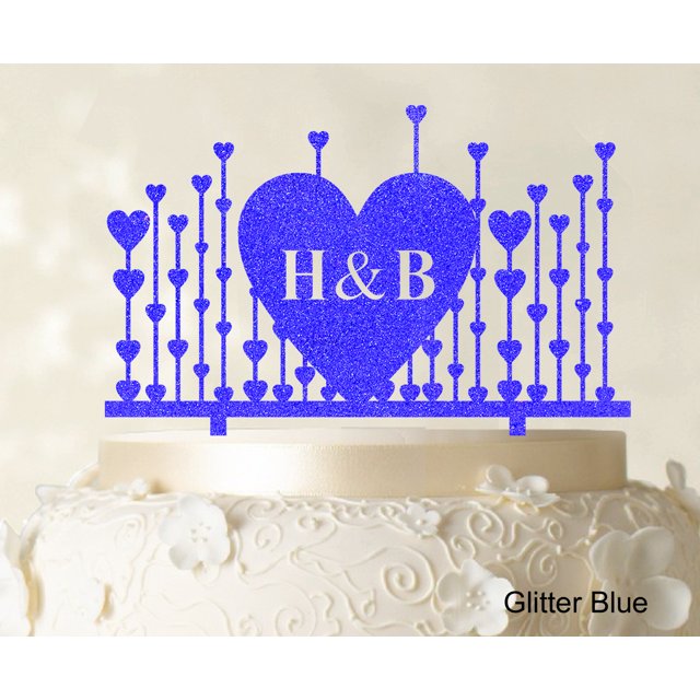 Monogram Cake Topper First Name Initial Heart Cake Topper