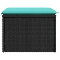 thumbnail image 3 of vidaXL Garden Stool with Cushion Black 55x55x37 cm Poly Rattan, 3 of 5