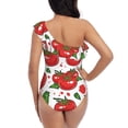 thumbnail image 6 of Yiaed Hand Drawn Tomatoes Print Women One Piece Swimsuits Tummy Control One Shoulder Bathing Suits Pattern Ruffle Swimwear-Small, 6 of 8