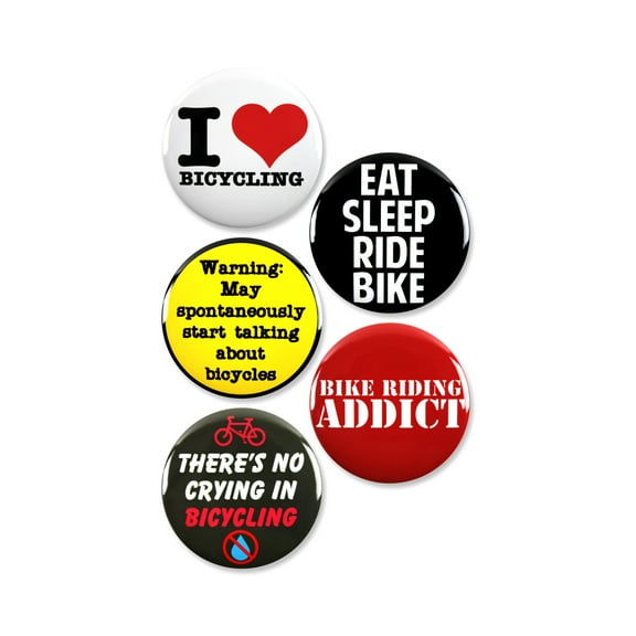 5 Pack - Funny Bicycling Fanatic Team Pinback Buttons - 2.25 Inch