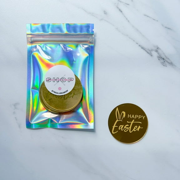 HAPPY EASTER WITH BUNNY EARS ACRYLIC TOPPERS