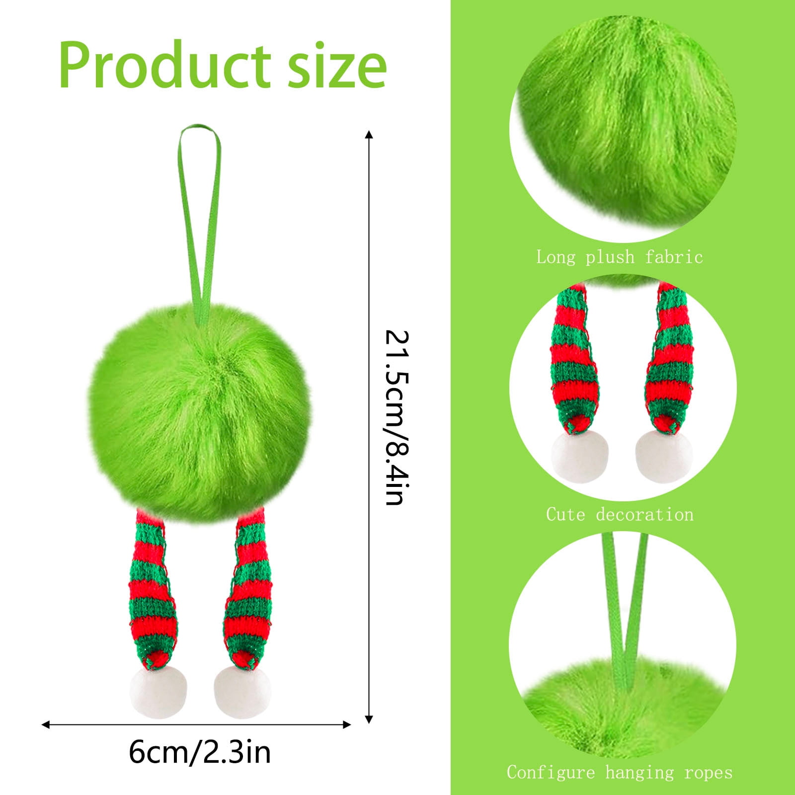 24 Pcs Christmas Ornaments 2 Inch Pom Pom Ball Hanging Decoration Fuzzy Fluffy Christmas Ornaments for Xmas Tree Home DIY Craft Party Decor