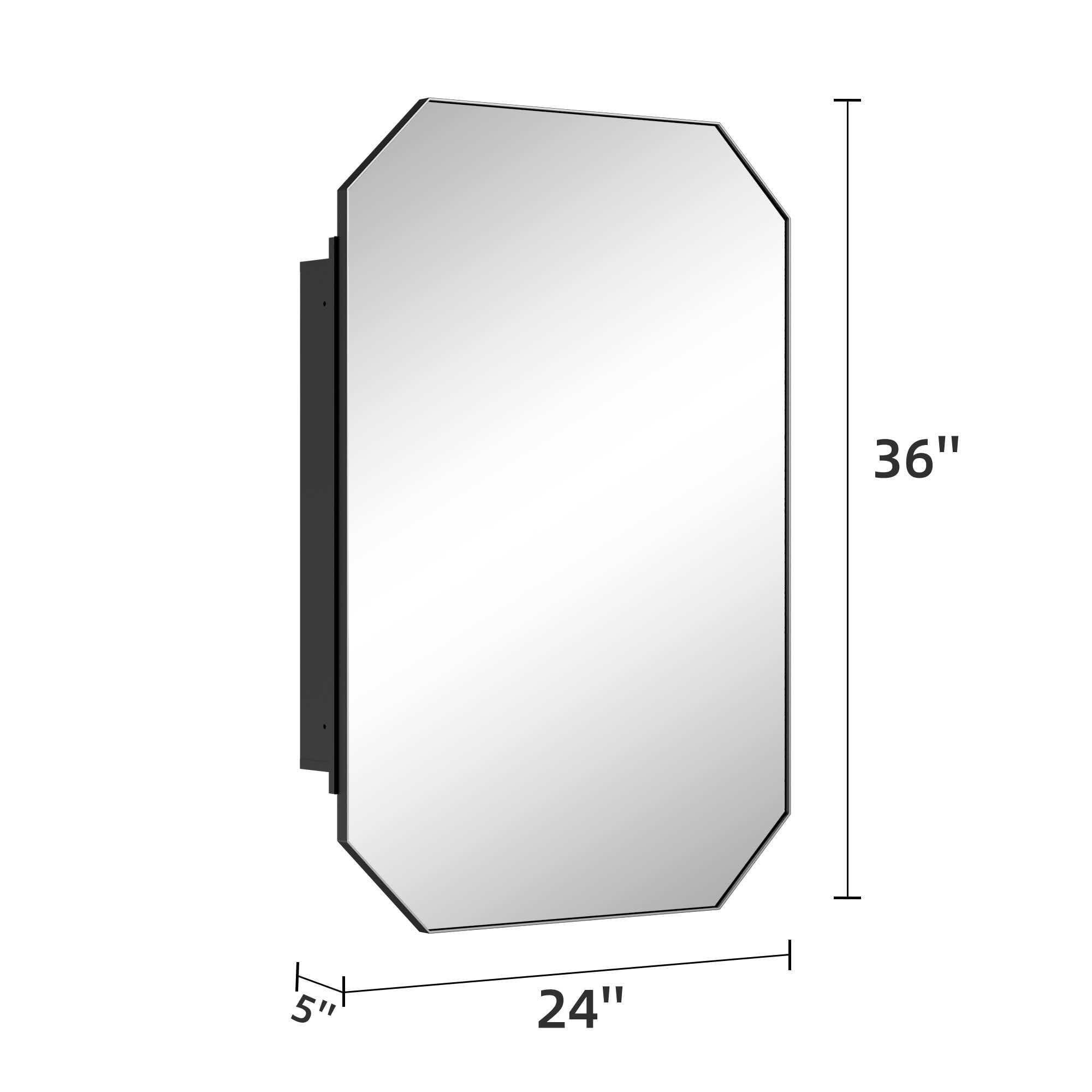 MAYEERTY 36x24x5 Inch Black Metal Octagonal Medicine Cabinet for Bathroom