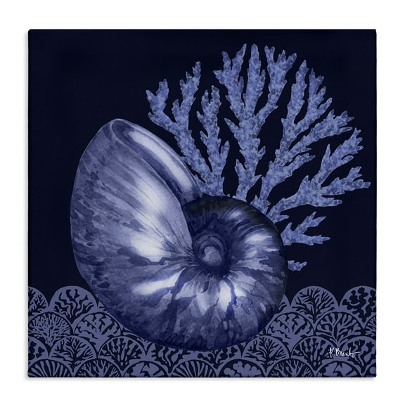 Stupell Industries Shadow Nautilus Shell Nautical & Beach Painting Wrapped Canvas Art Print Wall Art, 17 x 17
