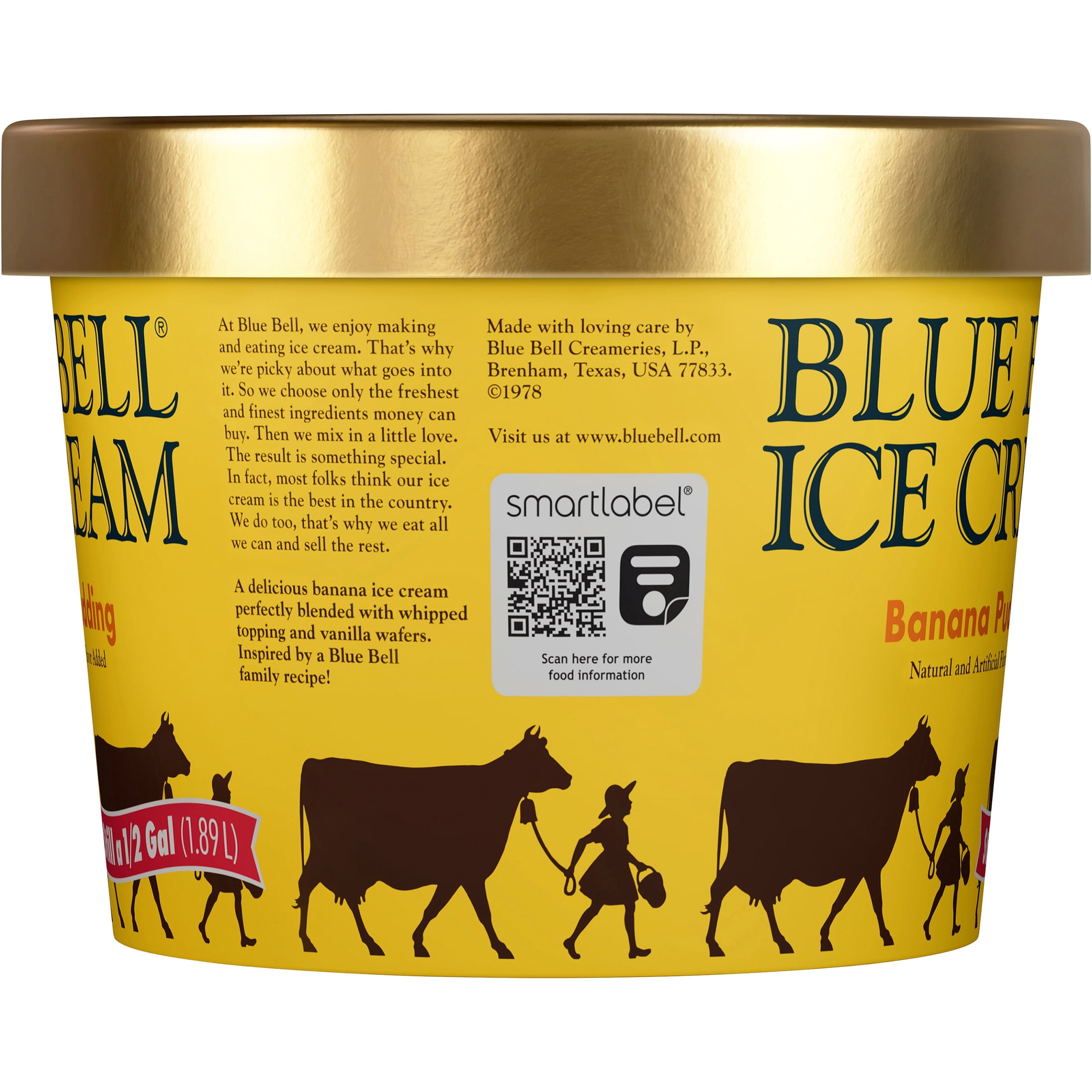 Blue Bell Banana Pudding Ice Cream Half Gallon, 64 fl oz