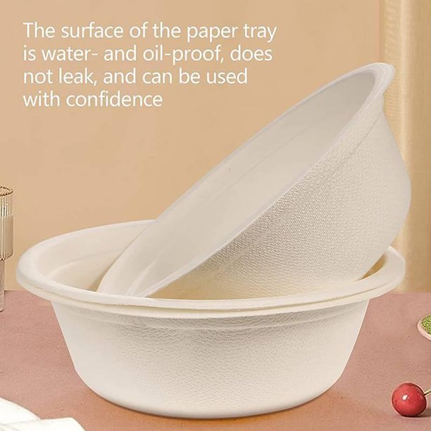Disposable Natural Sugar Cane Bowls Round Paper Plates Ecofriendly