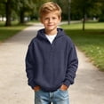 thumbnail image 5 of Boys Hoodies Casual Quarter Zip Waffle Sweatshirts Long Sleeve Hooded Pullover Tops Kids Teen Boy Fashion Shirts Fall Winter Hoodie Back to School Clothes 3-14 Years, 5 of 10