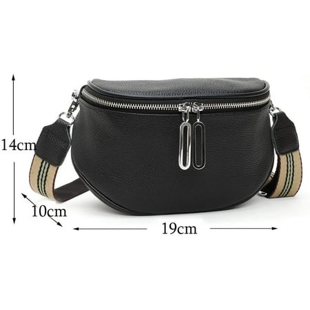 Women Waist Bags Waterproof PU Leather Belt Bag Fanny Pack Crossbody Bumbag  for Party, Travel, Hiking （Black）