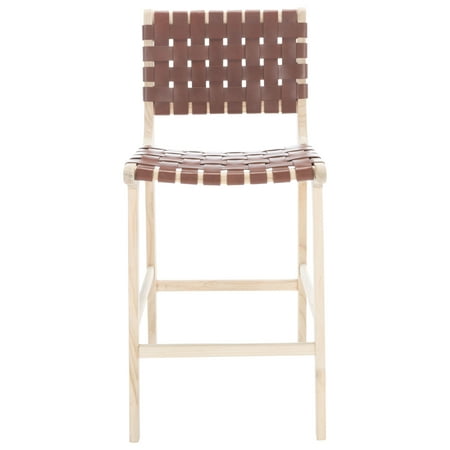 SAFAVIEH Adah Leather Counter Stool  Cognac/Nautral (19.7 in. W x 20.1 in. D x 40.7 in. H)