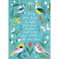 RSVP Folk Art Birds : May Your Heart Be Light Feminine Birthday Card for Her : Woman : Women