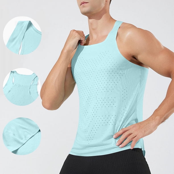 Camiseta sin mangas con cuello en V para hombre, color liso, informal, de verano, para fitness, sin mangas, para hacer ejercicio, correr, entrenar, chaleco transpirable de poliéster para hombre.