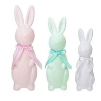 Easter Decorations 3 Pack Pastel Flocked Bunny Kit Flocking Lightweight Decorative