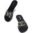thumbnail image 3 of Cape Robbin Century Black Clear Open Toe Slip On V Fashion Beach Slides Sandals (Black, 6), 3 of 3