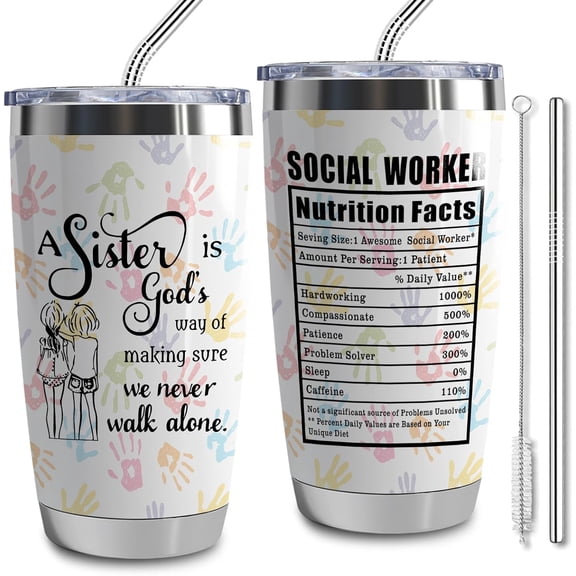 Sister Gifts Tumbler from Sisters,20 oz Stainless Steel Insulated Tumblers with Lid,Birthday Gifts for Women,Bestie Gifts,Christmas Gifts (a sisters is god''s)