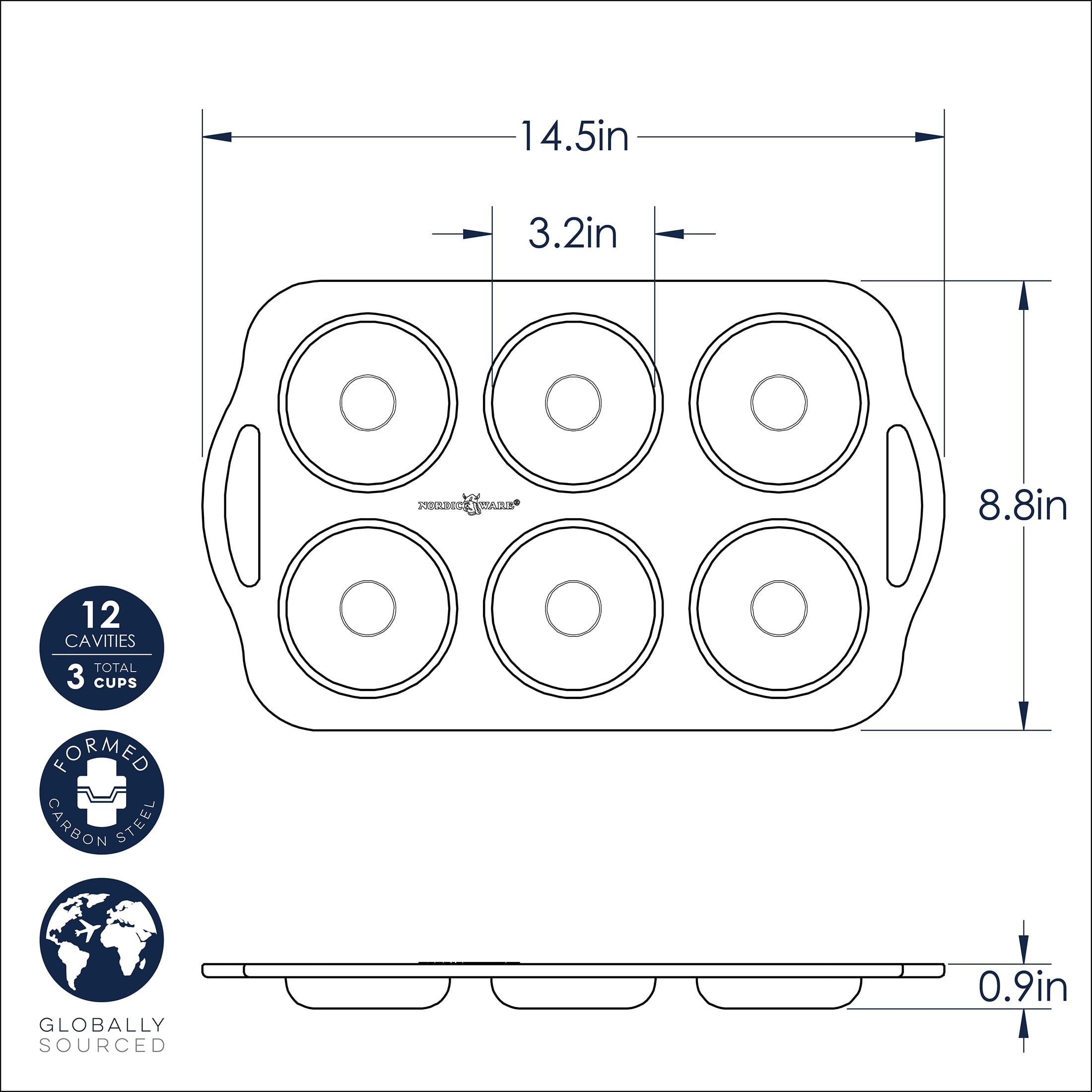 (4 pack) Nordic Ware 6 Cavity Nonstick Steel Donut Pan