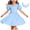 Blue, variant on Floleo Summer Girls' Short Sleeves Solid Color Round Neck Dress School Performance Event Casual Fashion Weekend Vacation Play Suitable for 5-15 Years Old(Blue,7-8 Years)