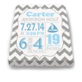 thumbnail image 2 of Personalized Canvas Birth Announcement Nursery Decor Gift, Sailboat Design, Custom Name, Date, Weight & Length, Unique Boys & Girls Baby Shower Wall Art Presents, Color Gray # 7, Size - 12X16, 2 of 5