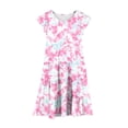 thumbnail image 5 of Lvshlubb Girl Sundress Summer Fly Sleeve Causal Dresses Floral Printed Vacation Beach Dress with Pockets Size 4-15, 5 of 6