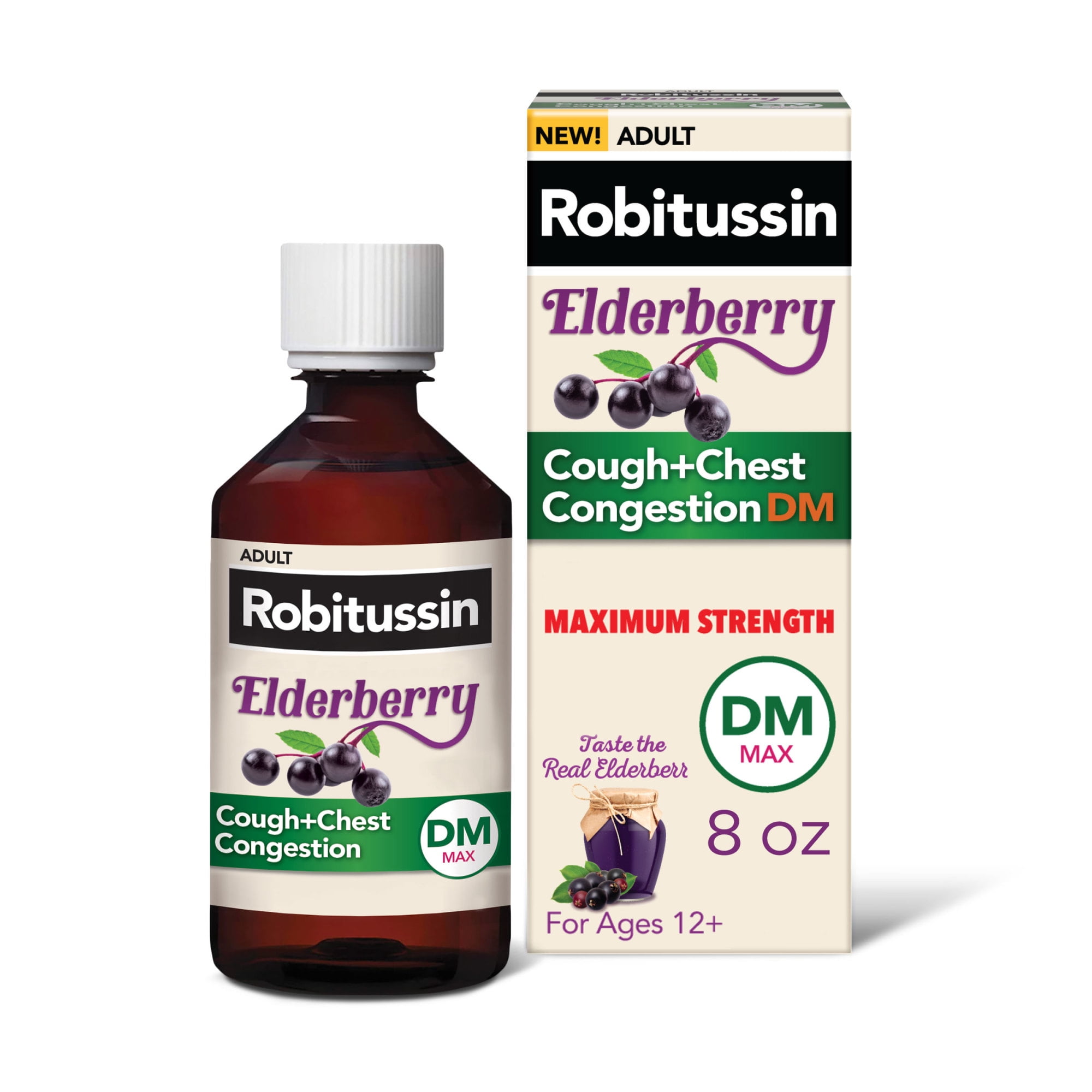 Robitussin Maximum Strength Elderberry Cough + Chest Congestion DM 8