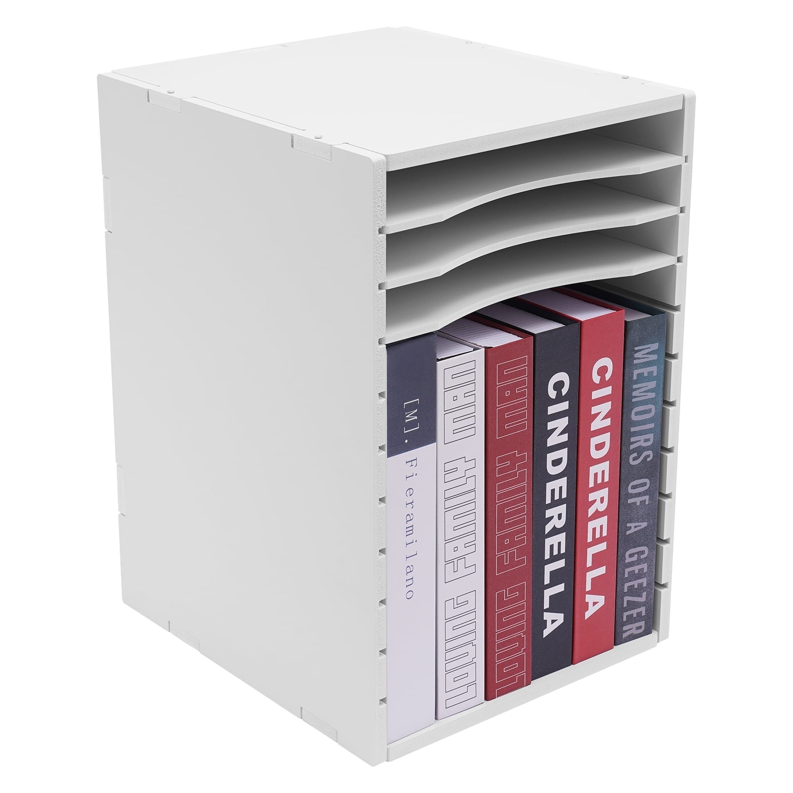 11 Compartment Adjustable Literature Organizer, Vertical Desk File Organizer, Desktop Sorter for Office, Home, Classroom