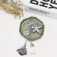 thumbnail image 4 of Flower Keychain Rhinestone Tassel Leaf Key Ring Women Wallet Bag Pendant Charms Gray, 4 of 8