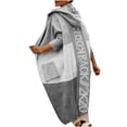 thumbnail image 1 of Pompotops Automne et Hiver Femmes Hauts Décontractés Manteau Manches Longues Pardessus Patchwork Lettre Imprimée Cardigan Mi-Long Pull Tricoté, 1 of 5