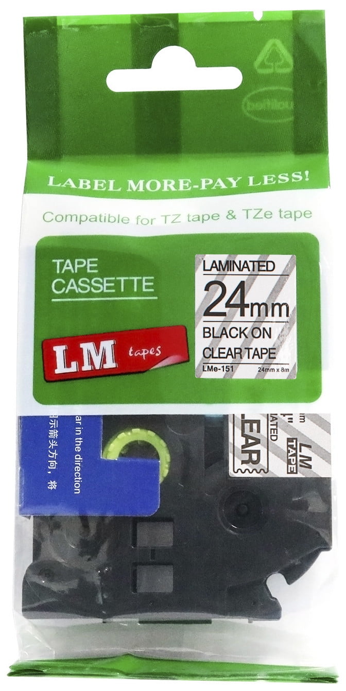 Details about   6 Black on Clear Label Tape 24mm Compatible For Brother TZe151 P-Touch PT-P900W 