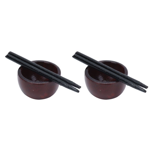 Vajilla para Muñecas, Tazón de Muñecas de Madera en Miniatura de BricolaJe y Palillos para la Cocina de la Casa de Muñecas
