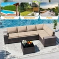 thumbnail image 3 of ASJMR 6 Pieces Patio Outdoor Furniture Set All-Weather Rattan Wicker Conversation Outside Sectional Sofa Chair Set with Cushions & Coffee Table,Sand, 3 of 10