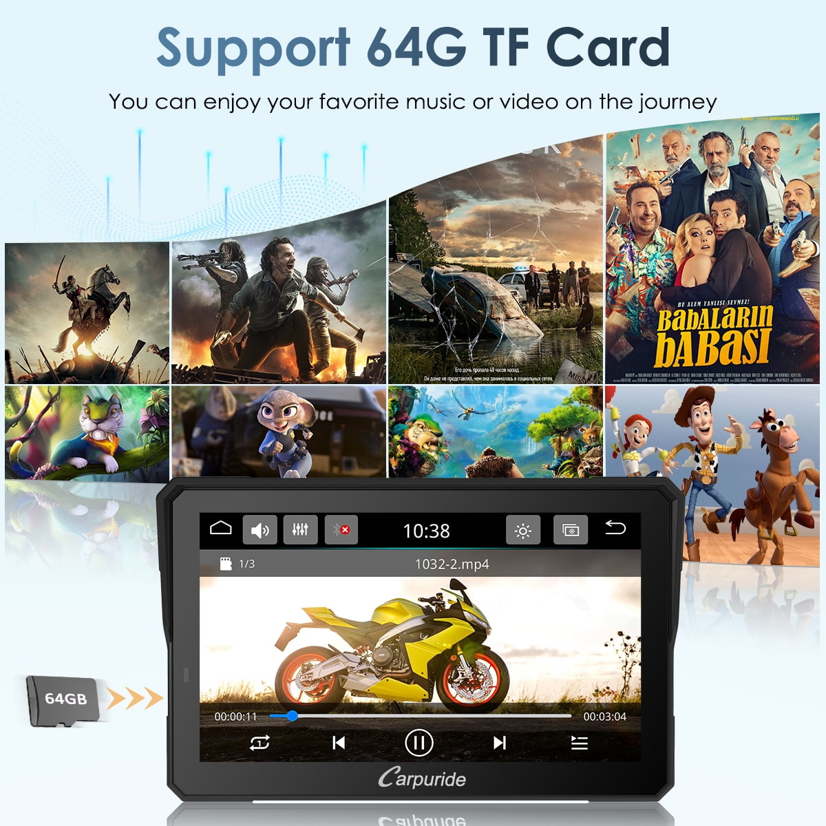 Carpuride 5" Wireless Carplay GPS Receiver Dual Bluetooth Android Auto Waterproof For BMW