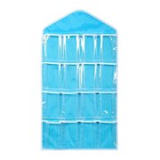 FZFLZDH 3Pcs 16 Pockets Clear Over Door Hanging Bag Shoe Rack Hanger Underwear Socks Bra Closet Storage Tidy Organizer(Pink+Blue+Green)