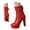 Red, variant on Womens Platform Boots Goth Leather Front Zipper Heeled Ankle Boots Fashion Short Booties