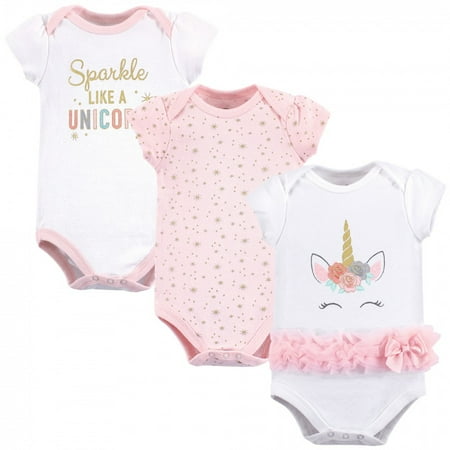 

Little Treasure Baby Girl Cotton Bodysuits 3pk Unicorn 9-12 Months
