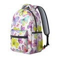 thumbnail image 2 of Butterfly and Watercolor Multicolor Pattern Backpack for School, Cute School Bag with Adjustable Shoulder Straps and Padded Back, 15.3"x11"x7.1", 2 of 5