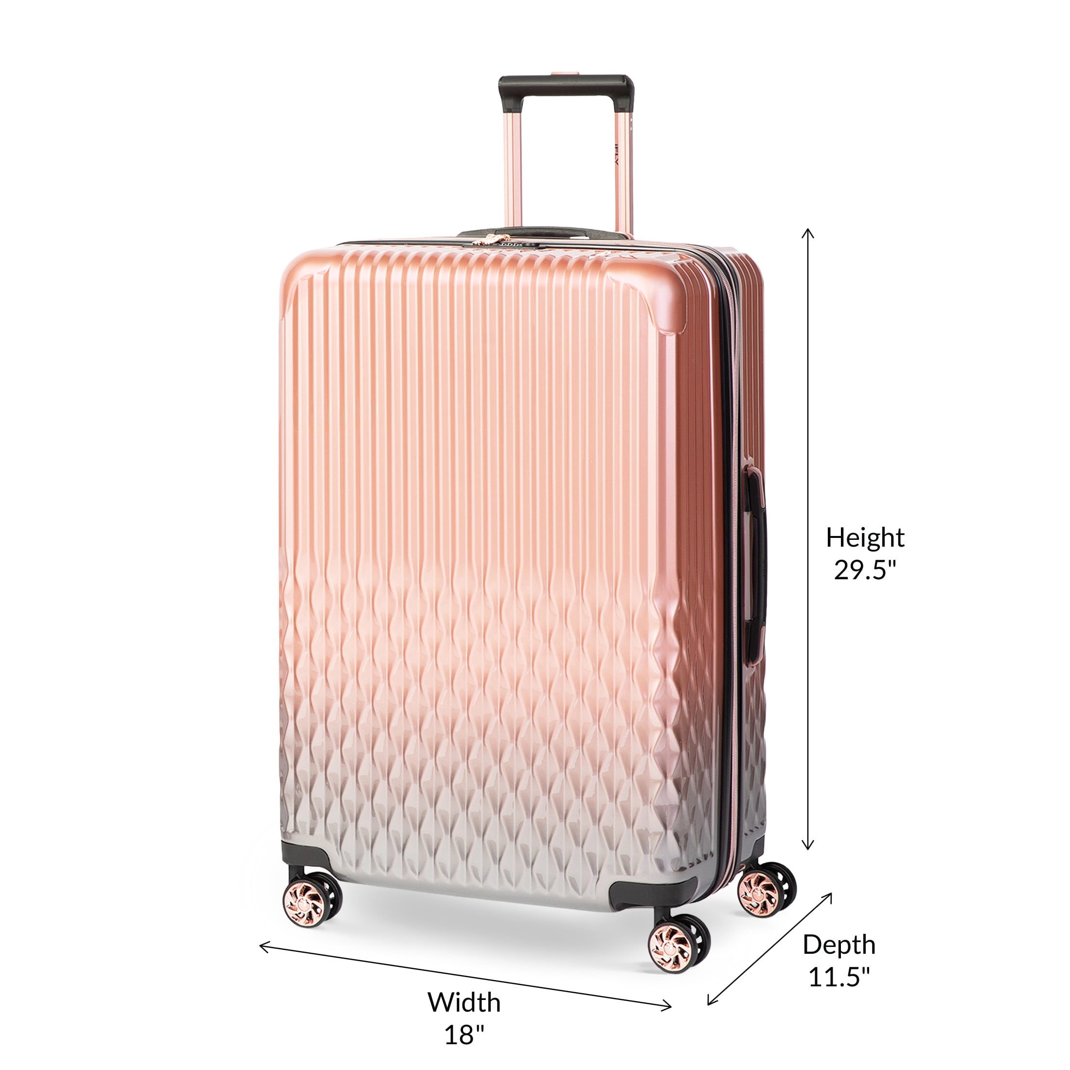 iFLY Elite 2-Piece Expandable Hardside Spinner Luggage Set, with TSA Lock, 20" Carry-on and 28" Checked Luggage, Rose Gold