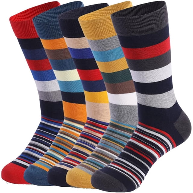pares Calcetines de vestir para hombre con estamp de rayas de algodón Funky Happy para calcetines para hombre